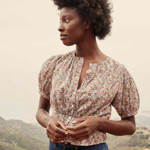 Doen- Netta Top, NWT. Liberty Fabric- Red Chive Size Medium